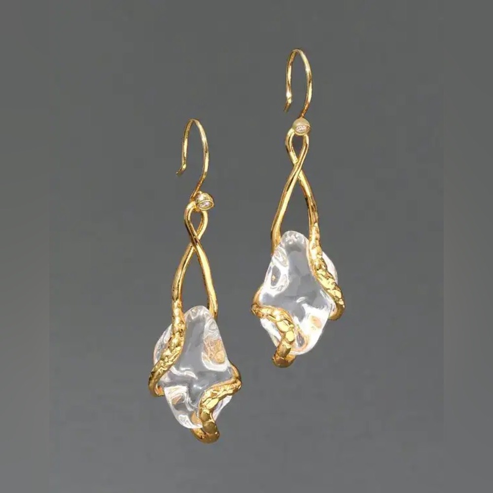 Alexis Bittar Liquid Vine Lucite Suspended Raindrop Wire Earrings - Picture 3 of 5